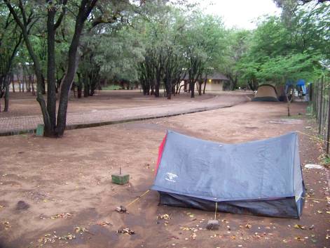 Saschas Unterschlupf auf den Zeltstellplätzen des Letaba Restcamp