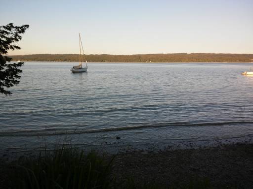 Abendstimmung am Ammersee vom Campingplatz St. Alban aus gesehen